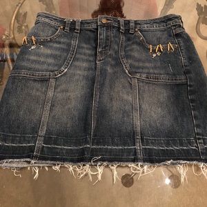 Vintage Cache Denim Jean Skirt with Key Detailing